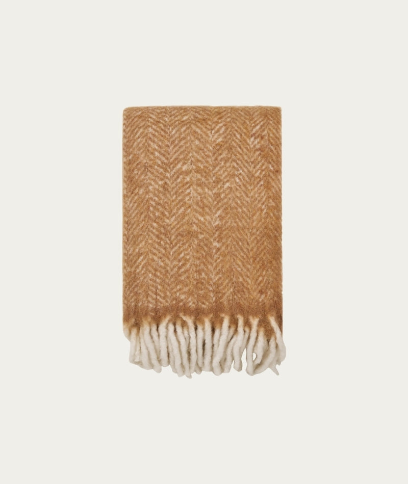 Carmel Plaid – Tan Wool Mix Throw