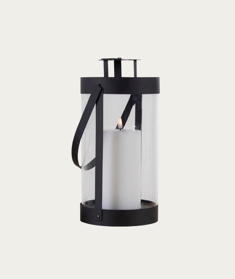 Bondi Lantern – Black Steel and Glass Lantern - Medium