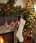 Christmas Decorations Mix - Red/White. Set of 6. Medium.