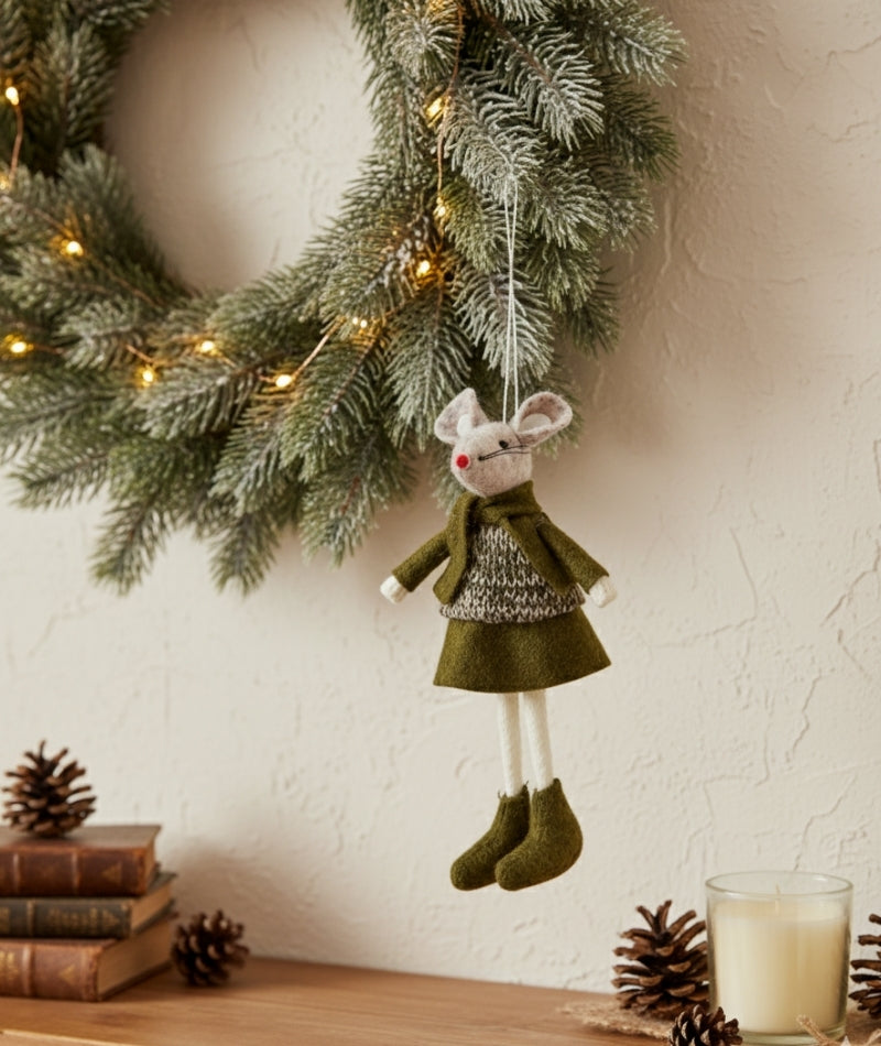 Sally Mouse - Green/Beige