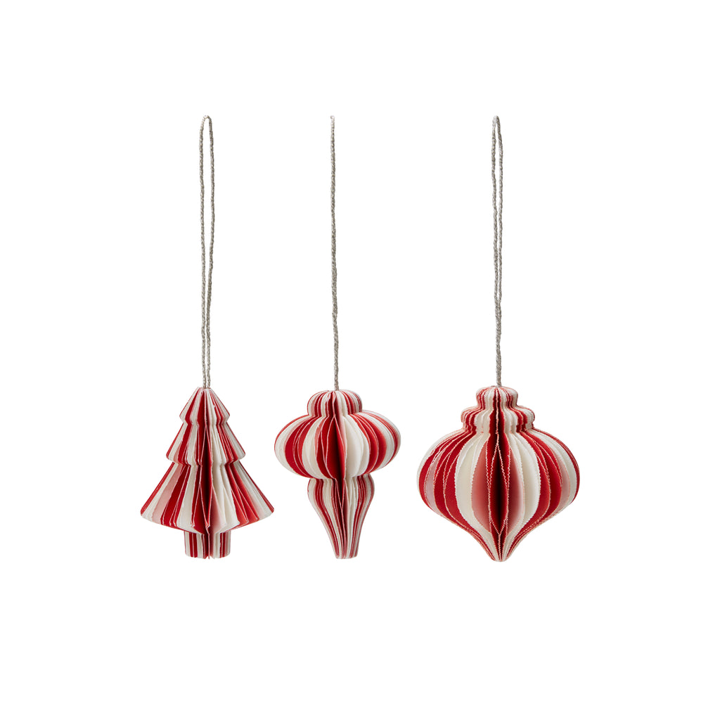 Christmas Decorations Mix - Red/White. Set of 6. Small.