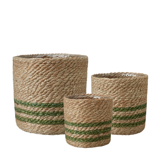 Bella Basket - Natural/Green, Large