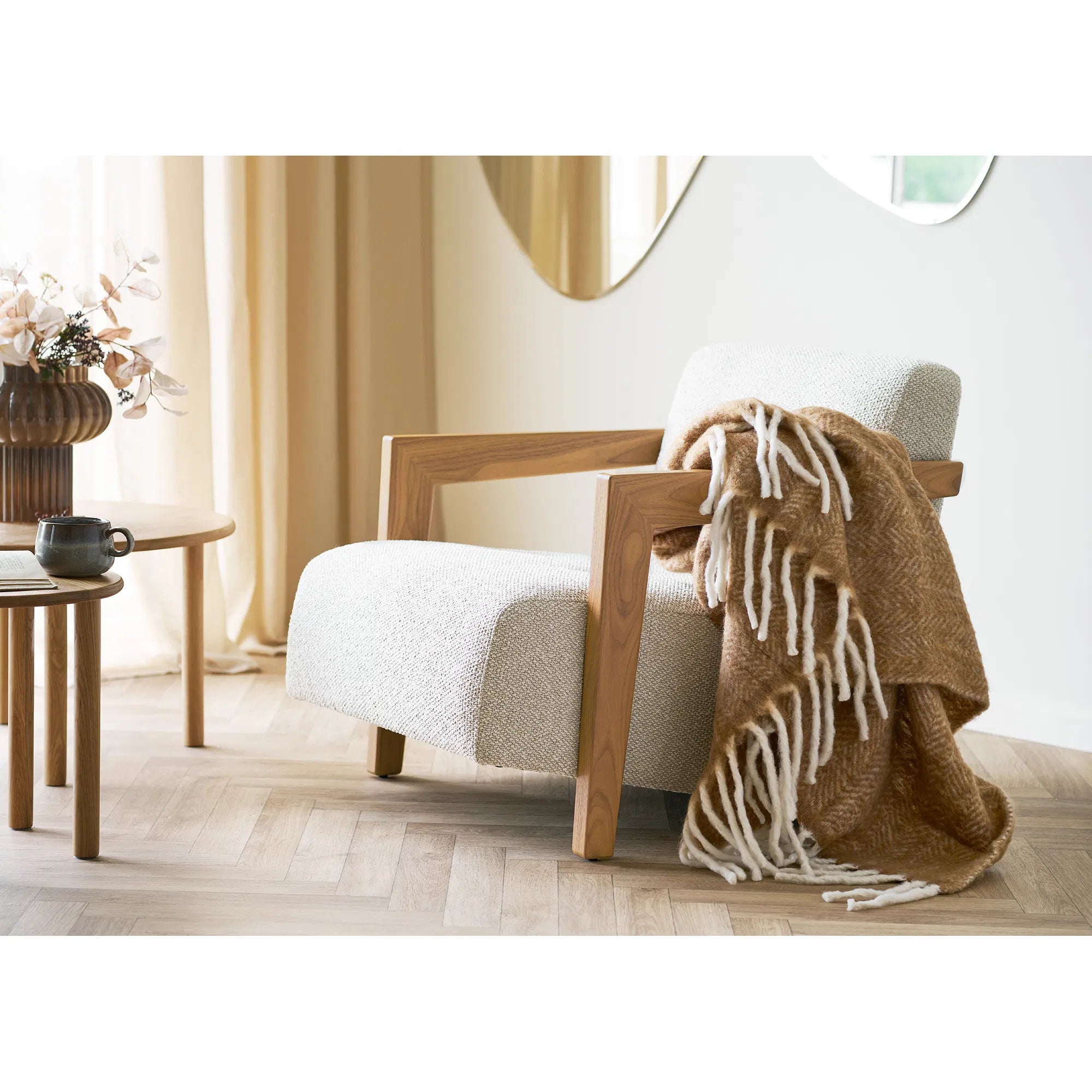 Carmel Plaid – Tan Wool Mix Throw