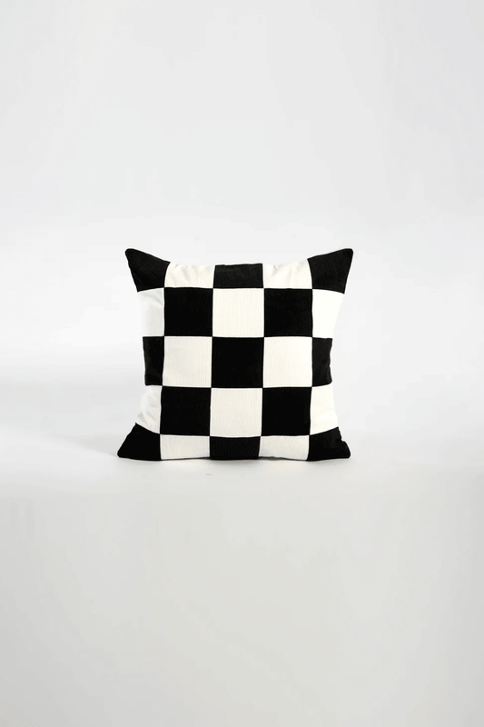 Checkerboard Cushion Cover – Black & Cream