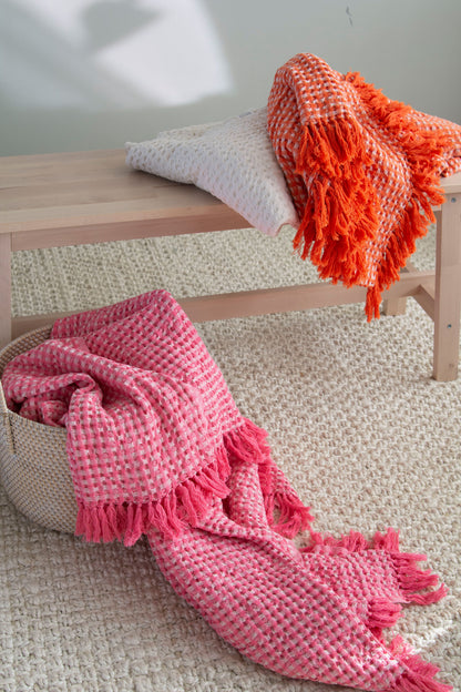 Plaid Blend Throw - Pink and Beige