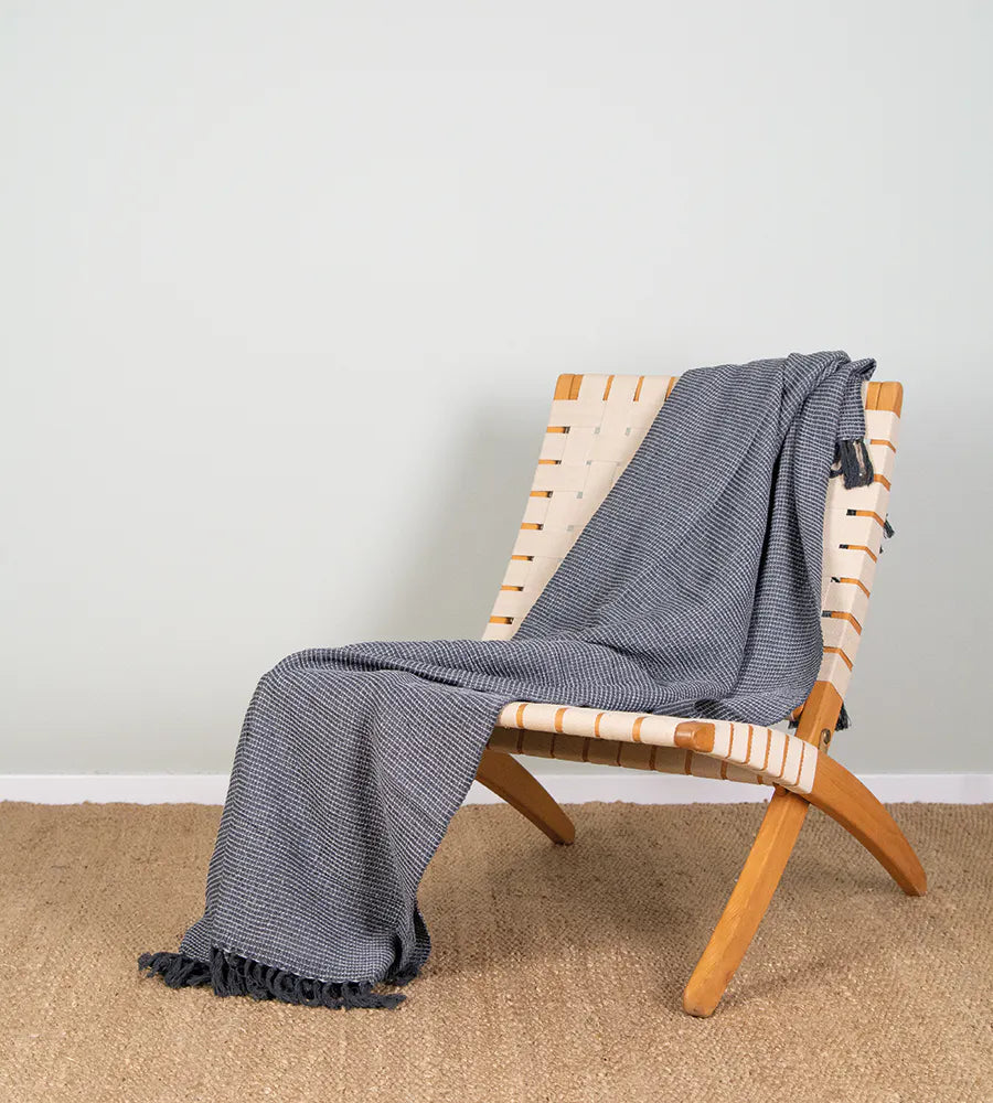 Ekel Plaid Waffle Throw - Dark Grey