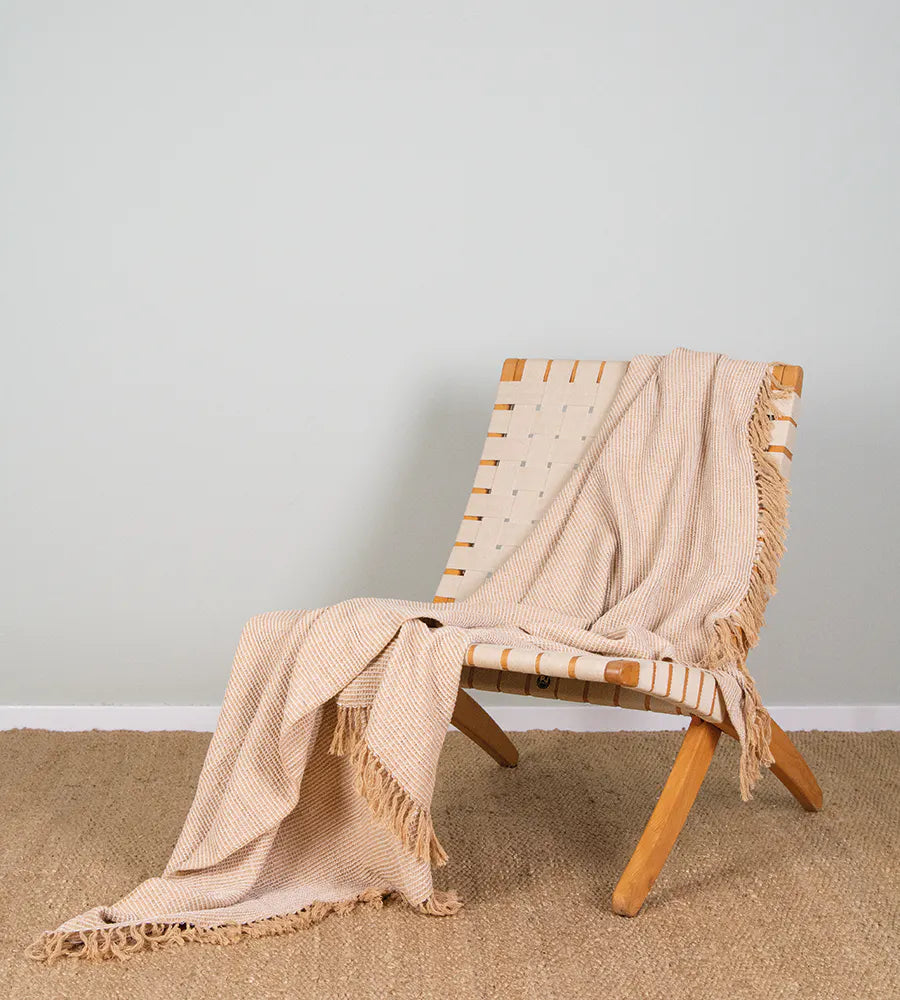 Ekel Plaid Waffle Throw - Beige/Sand