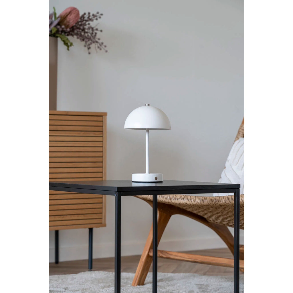 Holt Table Lamp, rechargeable, metal, white/steel