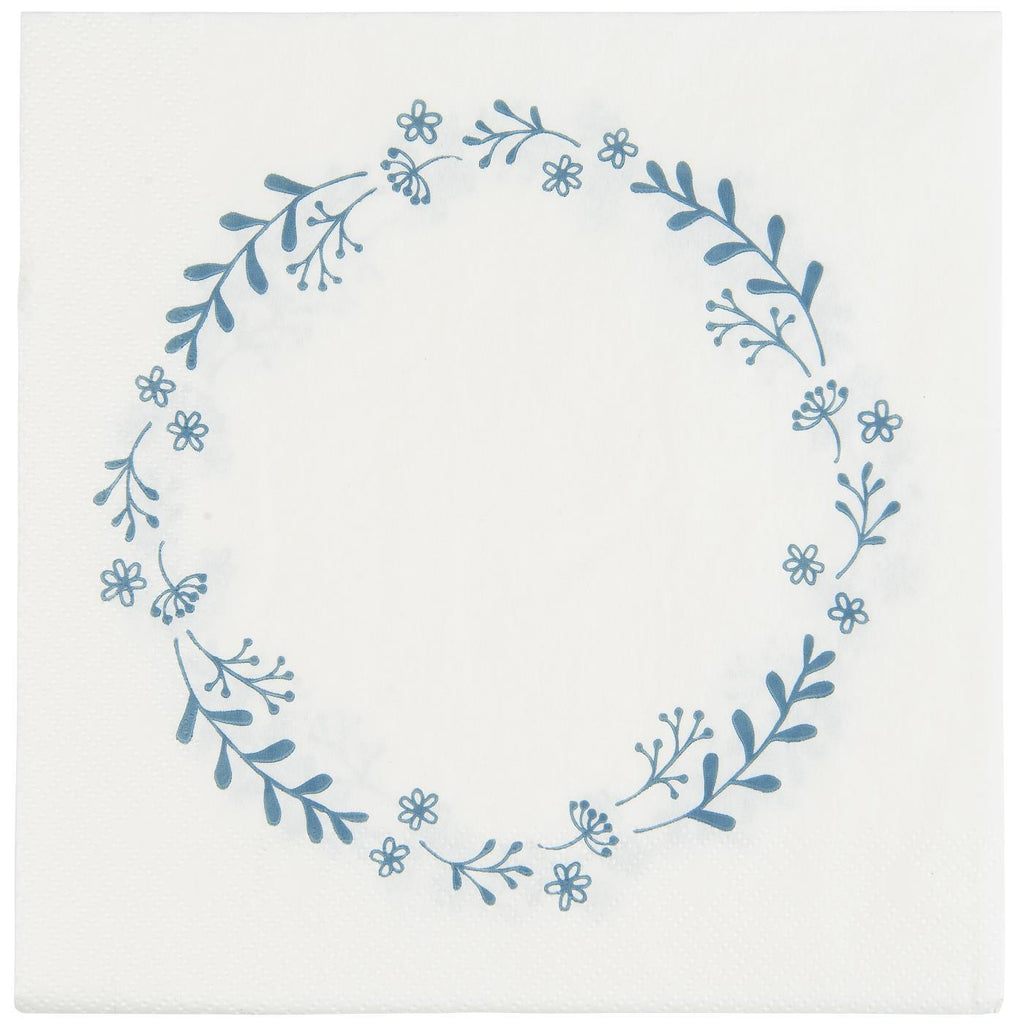 Paper Napkins - Blue Flower Wreath