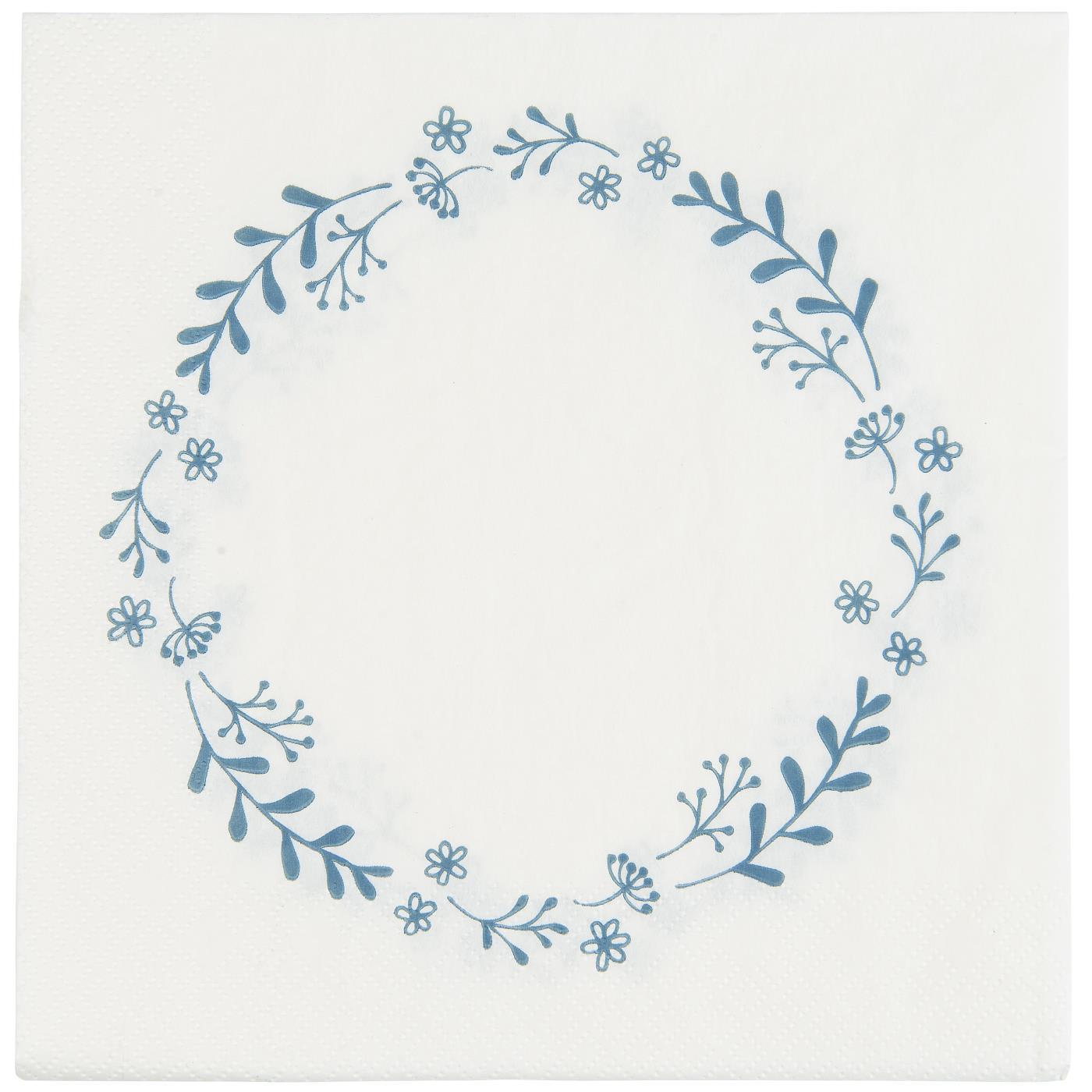 Paper Napkins - Blue Flower Wreath