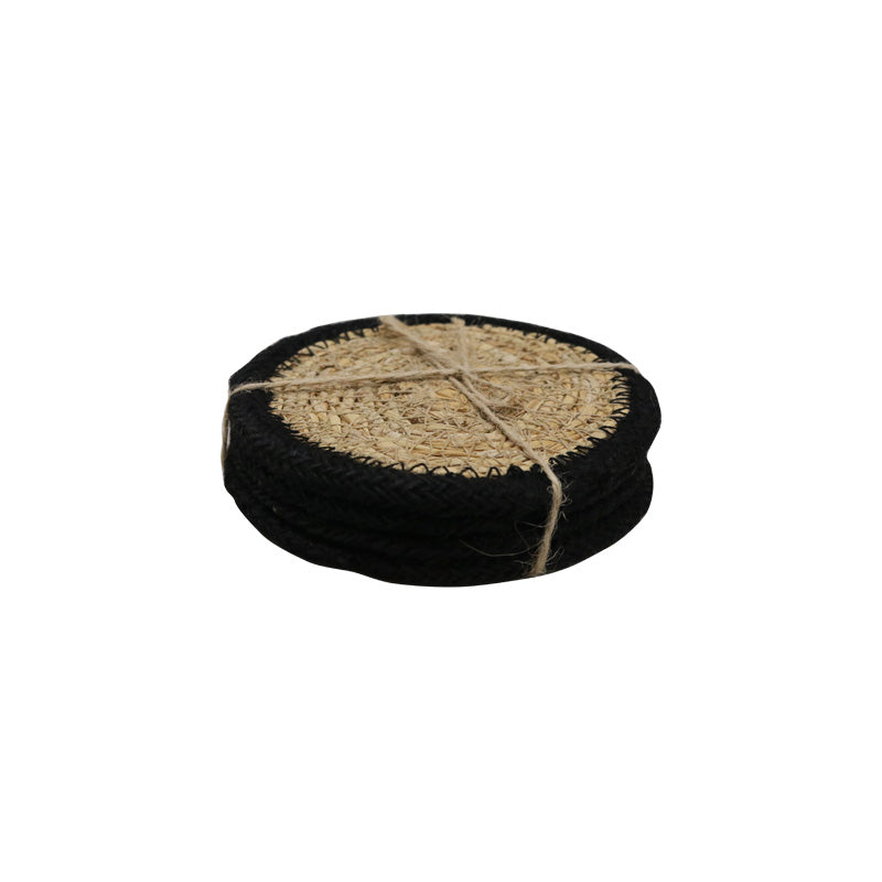 Seagrass/Jute Coasters - Black, Set of 4