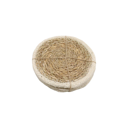 Seagrass/Jute Coasters - White, Set of 4