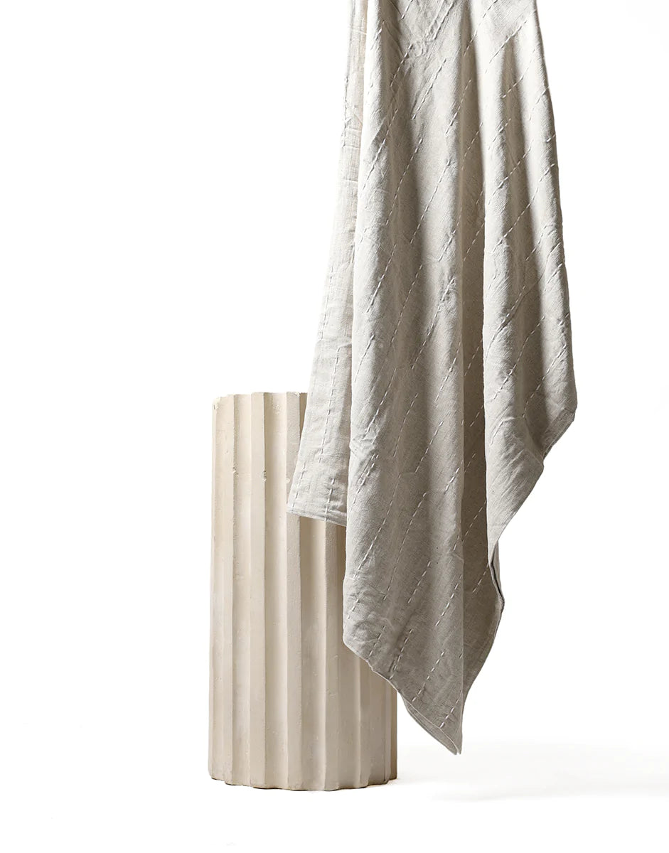 Stitch Throw - Natural/White