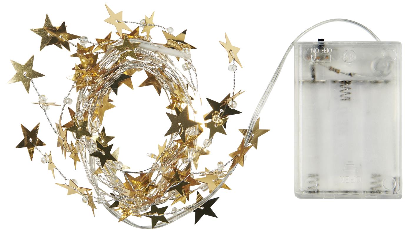 String of Lights with 20 Golden Stars