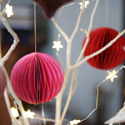 Christmas Ball Decorations - Red, Round. Set of 6.